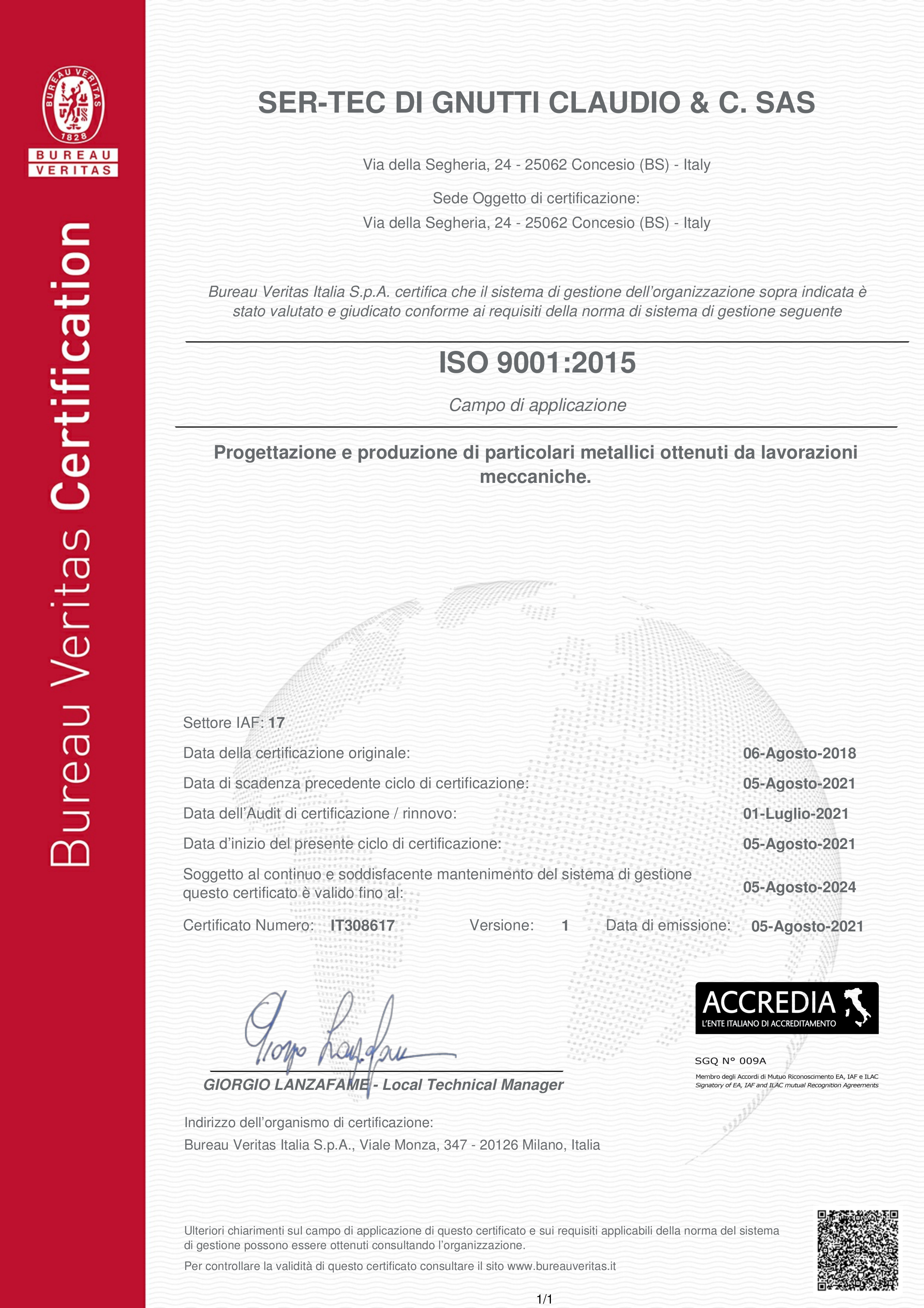 Rinnovo ISO 9001 Ser-Tec